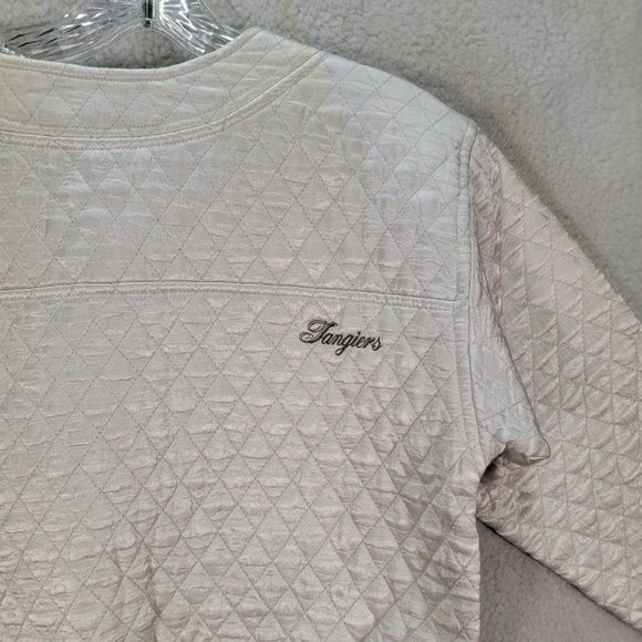 Vintage Tangiers Ivory Satin Shiny Quilted Puffer Unique Street Cropped Sweater - Picture 3 of 16